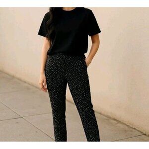 Jenna Rose Black Polka Dot High Rise Ankle Skinny Pants M Retro Stretch